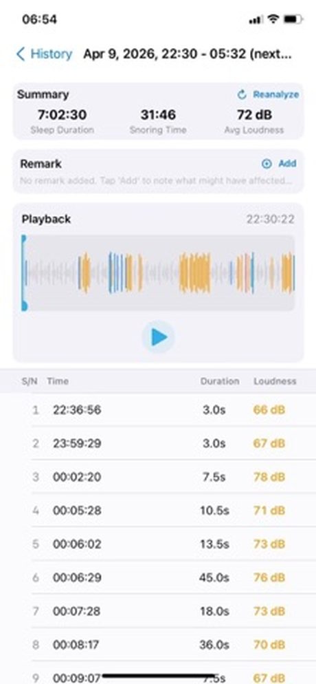 TrackSnore — 夜间鼾声检测与趋势报告