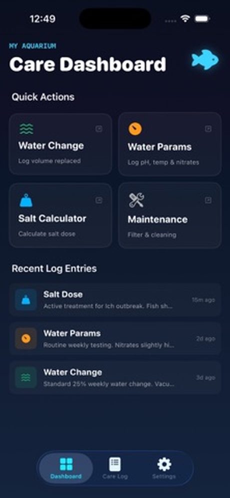 Aquarium Care Log 应用截图 1
